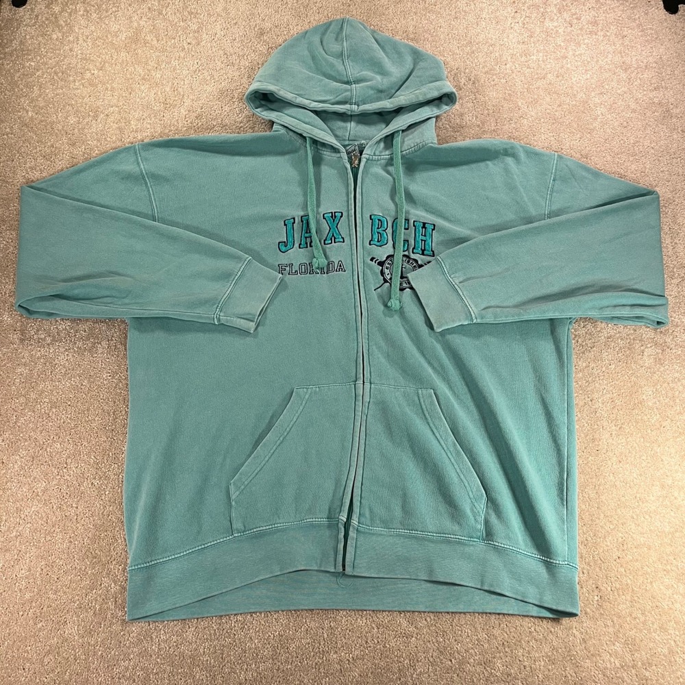 Vintage Collection Zip Hoodie Mens XL Jax Bch Florida Graphic Coastal Relaxed